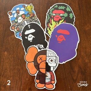 BAPE Bundle of 5 Vinyl Stickers, NEW